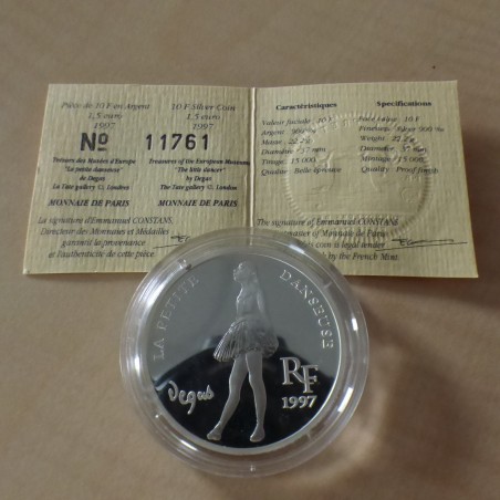 France 10 francs 1997 Degas Petite Danseuse PROOF argent 90% (22.2 g)+CoA