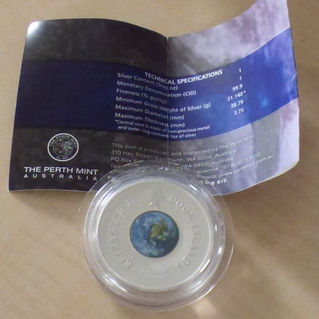 Iles Cook 1$ 2007 Spoutnik coloré argent 99.9% 1 oz+Boite+CoA