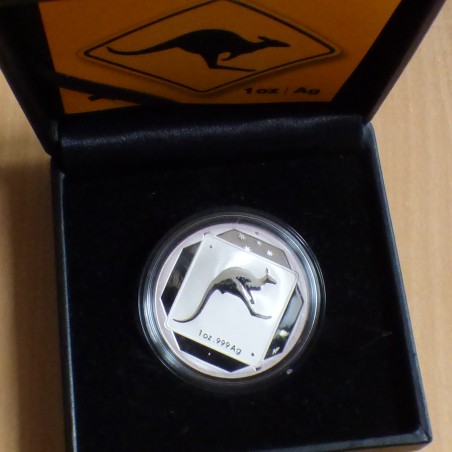 Australia 1$ Kangaroo Road Sign 2013 Frosted silver 99.9% 1 oz in Box+CoA