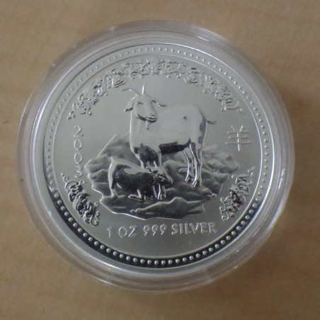 Australie 1$ Lunar 1 2003 Année de la chèvre argent 99.9% 1 oz