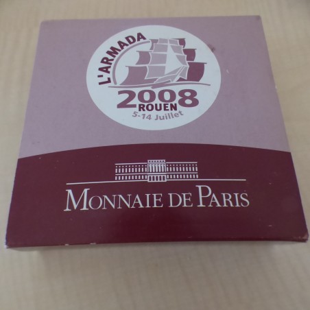 France 20 euros 2008 L'ARMADA ROUEN PROOF 163.8g argent 95%+Boite+CoA