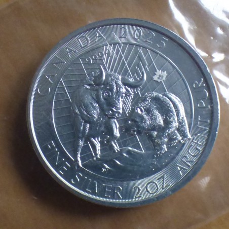 Canada 10$ Taureau et Ours 2025 argent 99.99% 2 oz