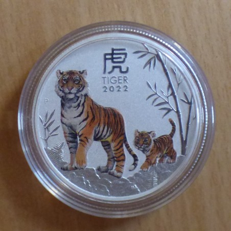 Australie 50 cents Année du Tigre 2022 coloré argent 99.9% 1/2 oz Lunar III