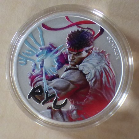 Tuvalu 1$ 2022 Street Fighter RYU coloré en argent 99.99% 1 oz