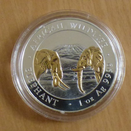 Somalia 100 schillings Elephant 2020 gilded silver 99.9% 1 oz