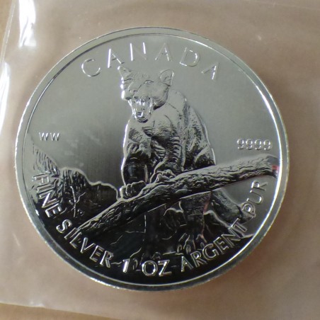 Canada 5$ Vie Sauvage Puma 2012 en argent 99.99% 1 oz