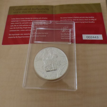 Australie 1$ Lunar Année du Chien 2018 PROOF argent 99.9% 1 oz
