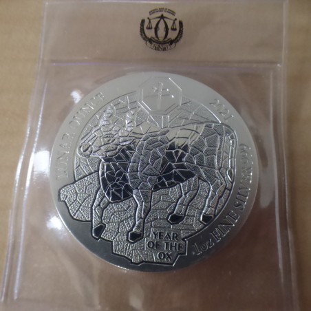 Rwanda 50 Amafaranga Année du Boeuf 2021 argent 99.9% 1 oz