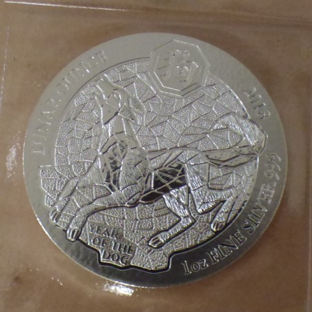Rwanda 50 Amafaranga 2018 Year of the Dog silver 99.9% 1 oz