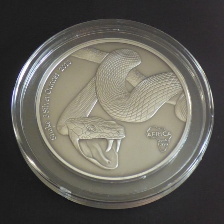 Gabon 2000 CFA Snake 2013 antique finish silver 999 3 oz