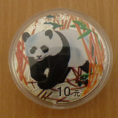 Chine 10 yuans Panda 2001 coloré argent 99.9% 1 oz