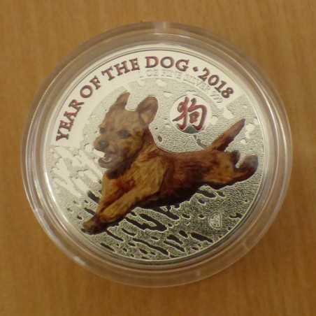 UK 2£ 2018 Année du chien colorée en argent 99.9% 1oz