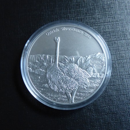 Gabon 1000 CFA Ostrich 2014 antique finish silver 99.9% 1 oz