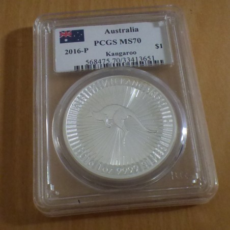 Australie 1$ Perth Kangourou 2016 MS70 argent 99.9% 1 oz