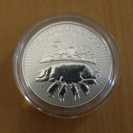 UK 2£ 2019 LUNAR Année du cochon en argent 99.9% 1 oz