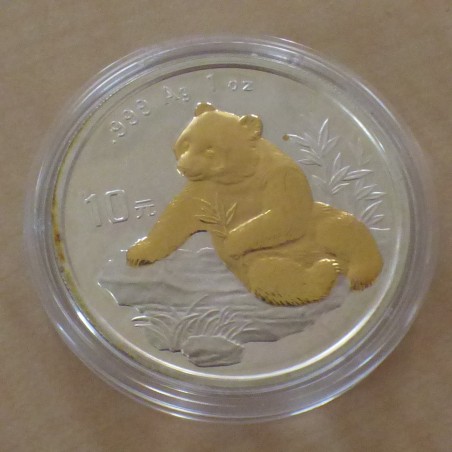 China 10 yuan Panda 1998 gilt expo Beijing silver 99.9% 1 oz