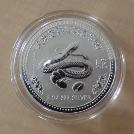 Australie 2$ Année du serpent 2001 argent 99.9% 2 oz