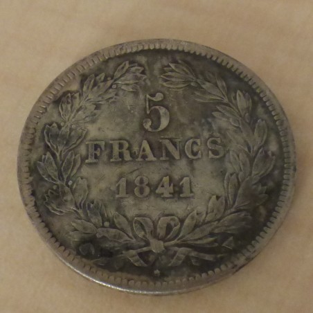 France 5 Francs 1841-W argent 90% (25 g) TB