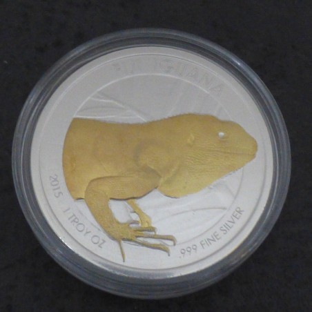 Fiji 1$ Iguane 2015 gilded silver 99.9% 1 oz