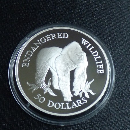Iles Cook 50$ 1992 Endangered Wilflife Gorilla PROOF argent 92.5% (19.2 g)