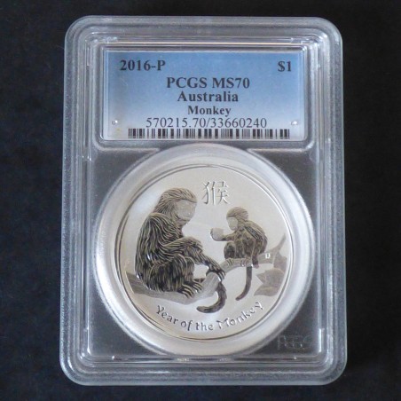 Australia 1$ Lunar "Year of the Monkey" 2016 MS70 (PCGS) silver 99.9% 1 oz