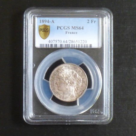 France 2 Francs Cérès 1894A MS64 (PCGS) argent 83.5% (10 g)
