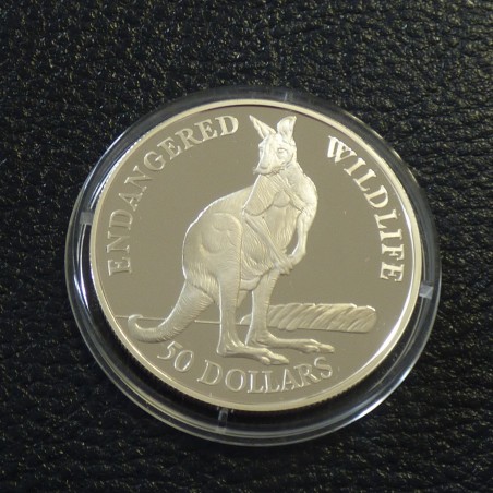 Cook Islands 50$ 1991 Endangered Wildlife Kangaroo PROOF silver 92.5% (19.2 g)