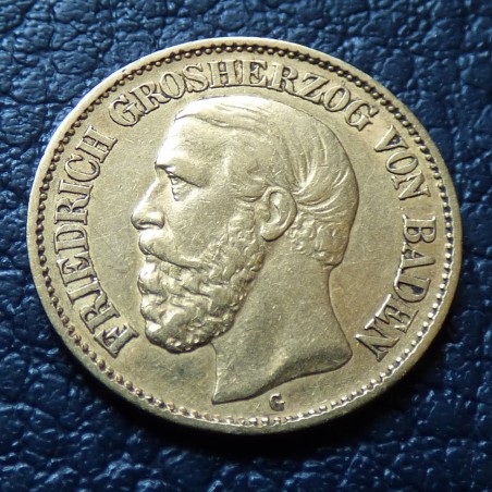 Allemagne 10 mark 1876-G Baden en or 90% (3.98 g) TTB