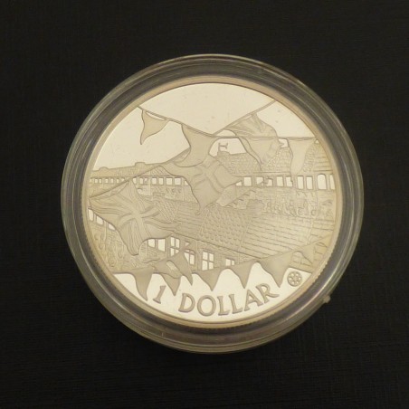 Cook Islands 1$ 2002 "Golden Jubile" gilded PROOF silver 92.5% (28.3 g)