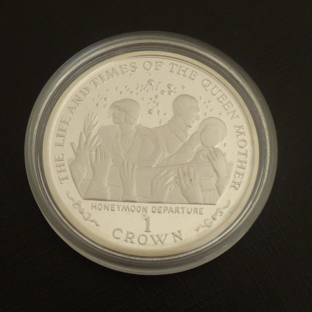 Ile de Man 1 crown "The Life and Times Queen Mother" 1999 PROOF argent 92.5% (28.3 g)