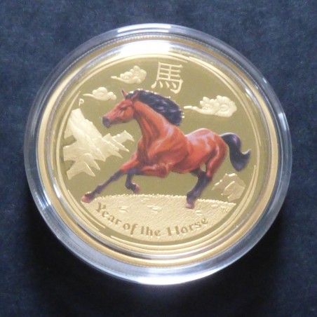 Australie 100$ 2014 Année du Cheval or 99.9% PROOF coloré (1 oz)
