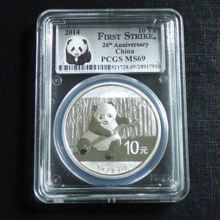 China 10 yuans Panda 2014 MS69 silver 99.9% 1 oz