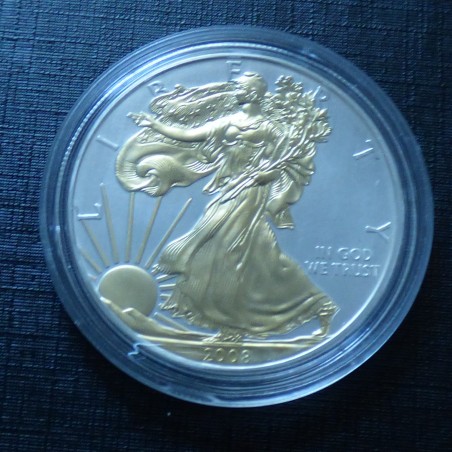 US 1$ Silver Eagle 2008 doré argent 99.9% 1 oz