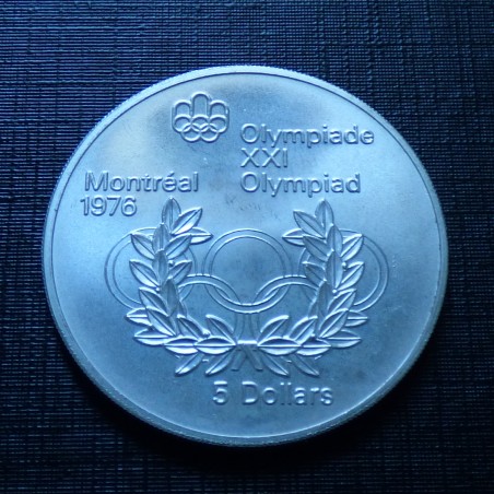Canada 5$ 1974 "JO Montreal 1976" Olympic Rings silver 92.5% (24.3 g)