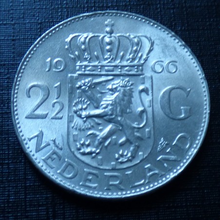 Pays Bas 2.5 Gulden 1966 Juliana SPL argent 72% (15g)