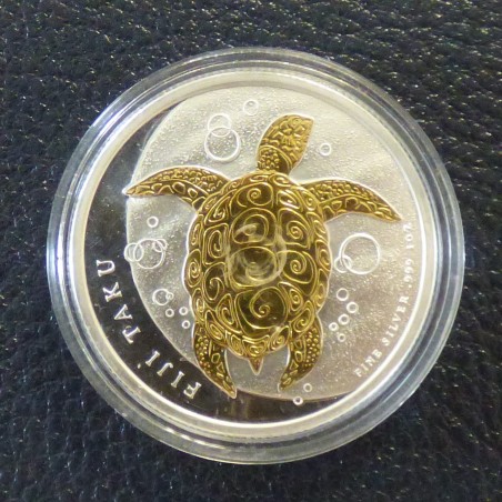 Fiji 2$ Turtle Taku 2013 gilded silver 99.9% 1 oz