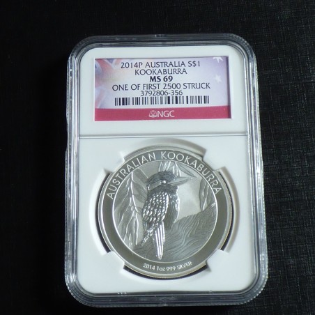 Australia 1$ Kookaburra 2014 MS69 (1 of 2500 first struck) silver 99.9% 1 oz