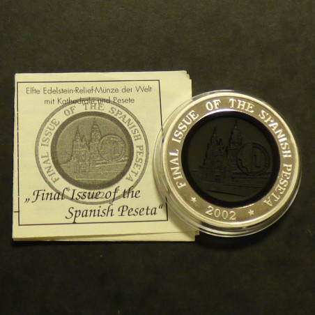 Samoa 10$ 2002 Cathedral Compostelle PROOF with Onyx silver 99.9% (31.1 g)