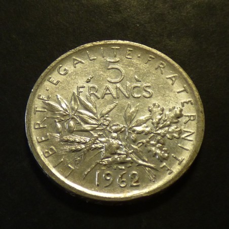 France 5 Francs Semeuse 1962 XF silver 83.5% (12 g)