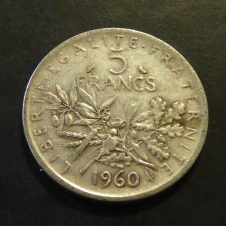 France 5 Francs Semeuse 1960 TTB argent 83.5% (12 g)