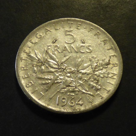 France 5 Francs Semeuse 1964 TTB+ argent 83.5% (12 g)