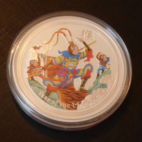 Australia 8$ Year of the Monkey KING 2016 colored silver 99.9% 5 oz