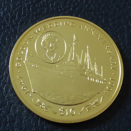 Sierra Leone 10$ 1997 Golden Wedding Yacht PROOF silver 92.5% (28.3 g) with gold clad