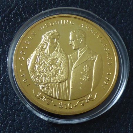 Sierra Leone 10$ 1997 Noces d'Or Couple PROOF en argent 92.5% (28.3 g) doré