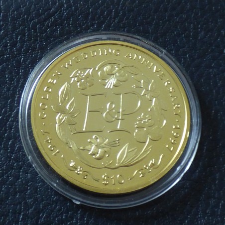 Sierra Leone 10$ 1997 "Golden Wedding" E&P PROOF silver 92.5% (28.3 g) with gold clad