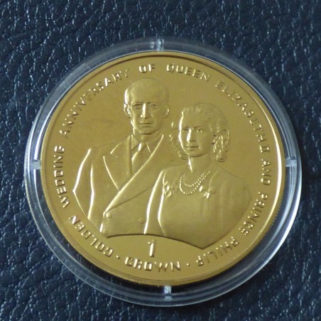 Gibraltar 1 Crown 1997 Noces d'Or Couple doré en argent 92.5% (28.3 g)