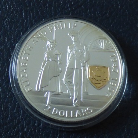 Bermudes 2$ 1997 "Noces d'Or" PROOF en argent 92.5% (28.3 g) avec camée doré