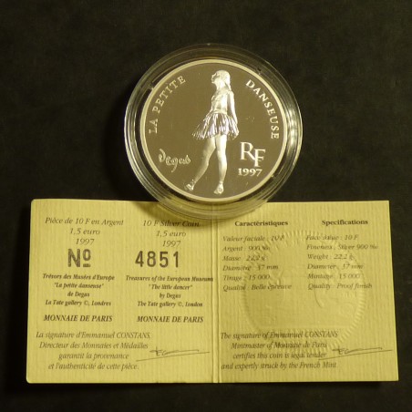 France 10 francs 1997 Degas Petite Danseuse PROOF argent 90% (22.2 g)+CoA