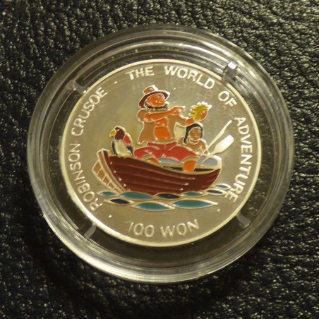 Corée 100 Won 1996 Robinson Crusoe coloré argent 99.9% (7 g)