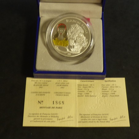 France 1.5 euros 2002 Blanche Neige Belle Epreuve colorée en argent 90% (22.2 g)